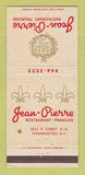 Matchbook Cover - Jean Pierre French Restaurant Washington DC 30 Strike
