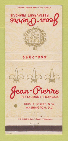 Matchbook Cover - Jean Pierre French Restaurant Washington DC 30 Strike