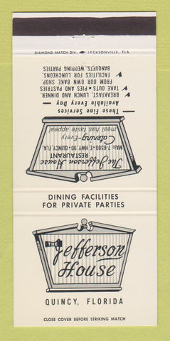 Matchbook Cover - Jefferson House Restaurant Quincy FL 30 Strike