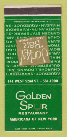 Matchbook Cover - Golden Spur Restaurant New York City 30 Strike