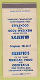 Matchbook Cover - Gilberto's Mexican Restaurant Cucamonga CA 30 Strike