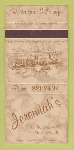 Matchbook Cover - Jeremiah's Restaurant Kirkwood MO 30 Strike