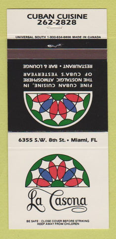 Matchbook Cover - La Casona Cuban Restaurant Miami FL 30 Strike