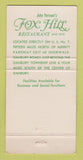 Matchbook Cover - Fox Hill Restaurant Ridgefield CT 30 Strike