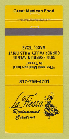 Matchbook Cover - La Fiesta Restaurant girlie Mexican Food Waco TX 30 Strike