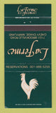Matchbook Cover - La Ferme Restaurant Chevy Chase MD 30 Strike