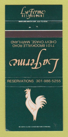 Matchbook Cover - La Ferme Restaurant Chevy Chase MD 30 Strike
