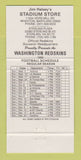 Matchbook Cover - Washington Redskins Football 1995 Schedule 30 Strike