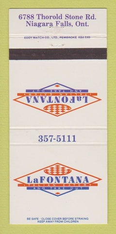 Matchbook Cover - LaFontana Italian Restaurant Niagara Falls ON 30 Strike
