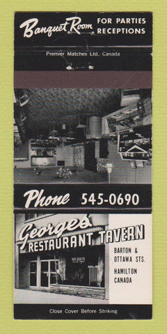 Matchbook Cover - George's Restaurant Tavern Hamilton ON 30 Strike