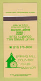Matchbook Cover - Spring Mill Country Club Manor Ivyland PA 30 Strike