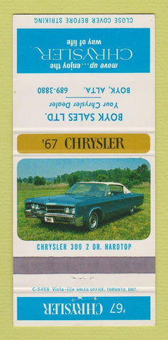Matchbook Cover - 1967 Chrysler Boyk Sales Boyk AB 30 Strike