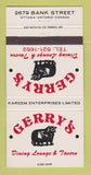 Matchbook Cover - Gerry's Restaurant Ottawa ON 30 Strike