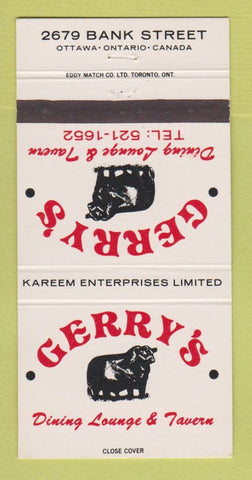 Matchbook Cover - Gerry's Restaurant Ottawa ON 30 Strike