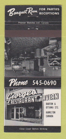 Matchbook Cover - George's Restaurant Tavern Hamilton ON 30 Strike
