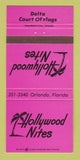 Matchbook Cover - Hollywood Nites Orlando fL 30 Strike