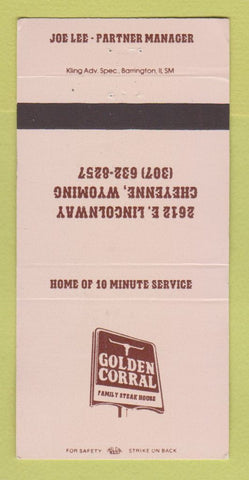 Matchbook Cover - Golden Corral Restaurant Cheyenne WY 30 Strike