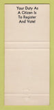 Matchbook Cover - Robert Bailey Secretary State Election West Virginia 30 Strike