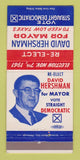 Matchbook Cover - David Hershman for Mayor Election 1961 30 Strike