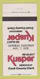 Matchbook Cover - Kusper for Cook County Clerk 1978 30 Strike