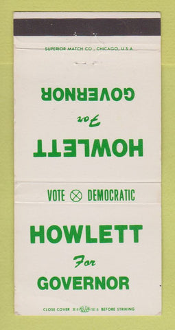 Matchbook Cover - Howlett for Governor Election 30 Strike