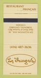 Matchbook Cover - La Fringale French Restaurant Toronto ON 30 Strike