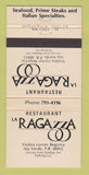 Matchbook Cover - La Ragazza Restaurant Isla Verde Puerto Rico WEAR 30 Strike
