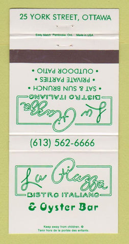 Matchbook Cover - La Piazza Italian Restaurant Ottawa ON 30 Strike