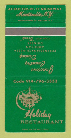 Matchbook Cover - Holiday Restaurant Monticello NY 30 Strike