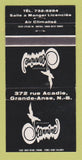 Matchbook Cover - Jeannine Restaurant Grande Anse NB 30 Strike