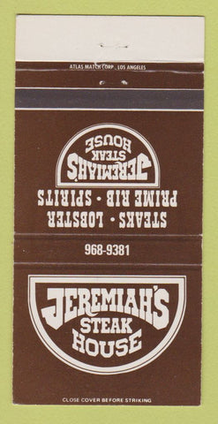 Matchbook Cover - Jeremiah's Steak House Las Vegas NV Colton CA 30 Strike