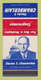 Matchbook Cover - Charles Chamberlain Congress Election WEAR 30 Strike