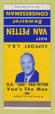 Matchbook Cover - Van Petten for Congress Election Downey CA 30 Strike