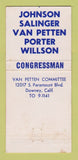 Matchbook Cover - Van Petten for Congress Election Downey CA 30 Strike