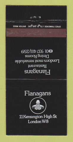 Matchbook Cover - Flanagans Restaurant London UK 30 Strike