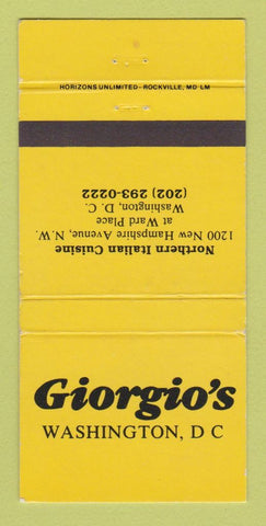Matchbook Cover - Giorgio's Italian Restaurant Washington DC 30 Strike
