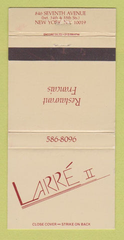 Matchbook Cover - Larre II French Restaurant New York City 30 Strike