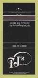 Matchbook Cover - TJ's Danbury CT 30 Strike
