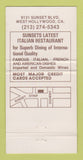 Matchbook Cover - Franco's La Taverna Restaurant West Hollywood CA 30 Strike