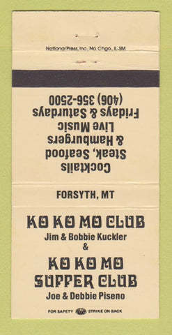 Matchbook Cover - Ko Mo Mo Club Supper Club Forsyth MT 30 Strike