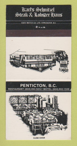 Matchbook Cover - Karl's Schnitzel Steak Penticton BC 30 Strike