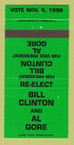Matchbook Cover - Bill Cinton for President 1996 Al Gore  30 Strike