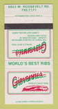 Matchbook Cover - Giovanni's Ribs Pizza Chicago? IL 30 Strike
