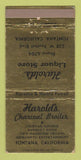 Matchbook Cover - Harold's Charcoal Broiler Fontana CA WEAR 30 Strike