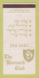 Matchbook Cover - The Harvard Club MA 30 Strike