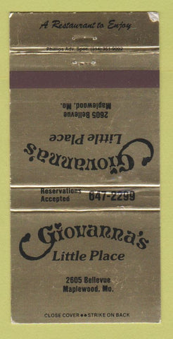 Matchbook Cover - Giovanna's Little Place Maplewood MO restaurant WEAR 30 Strike