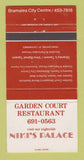 Matchbook Cover Garden Court Restaurant Niki's Palace St Catharines ON 30 Strike