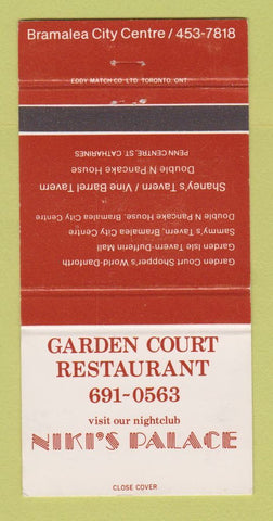 Matchbook Cover Garden Court Restaurant Niki's Palace St Catharines ON 30 Strike