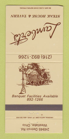 Matchbook Cover - Lambert's Steak House Tavern Westlake OH 30 Strike