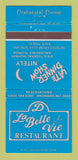 Matchbook Cover - La Belle Vie Restaurant Hallandale FL 30 Strike
